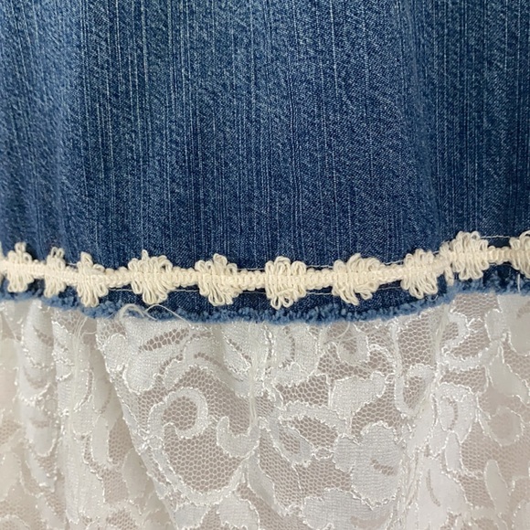 Custom upcycled chambray “cardigan” Size M - Picture 4 of 5